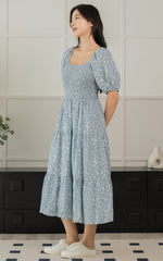 Ada Floral Nursing Dress in Blue