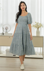 Ada Floral Nursing Dress in Blue