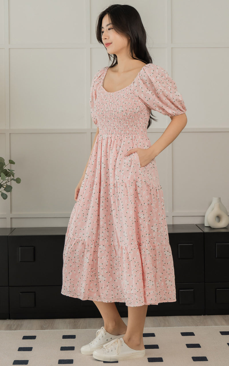 Ada Floral Nursing Dress in Pink