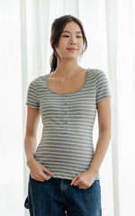 Alani Knitted Nursing Top in Dark Grey