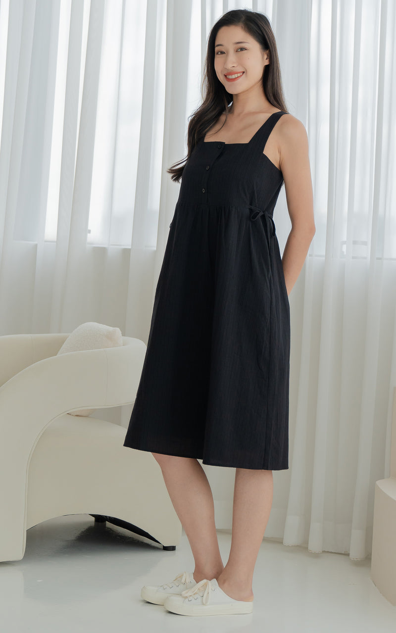 Amara Lines Nursing Dress in Black