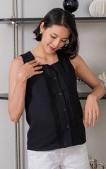 Bailey Pleated Nursing Top in Black