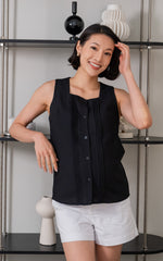 Bailey Pleated Nursing Top in Black