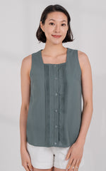 Bailey Pleated Nursing Top in Muted Green