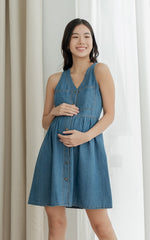 Blakely Denim Nursing Dress in Dark Denim