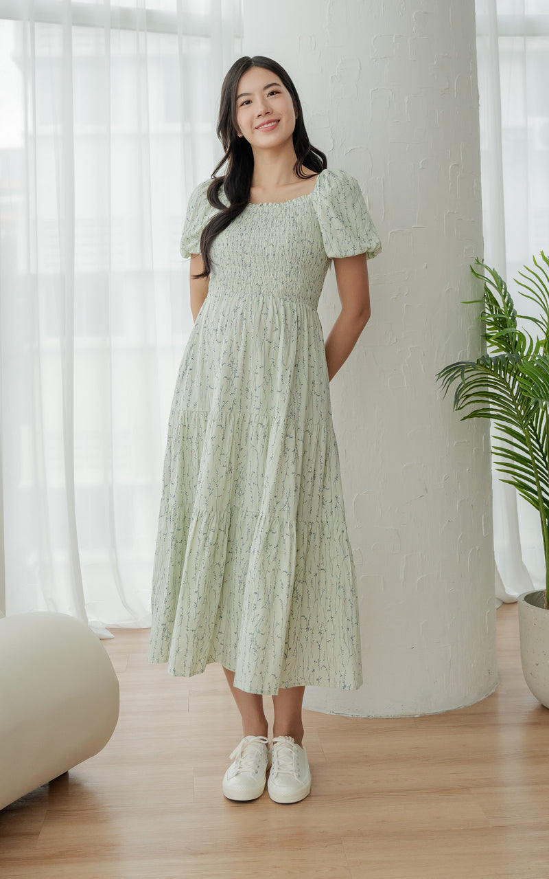 Brianna Floral Nursing Dress in Green