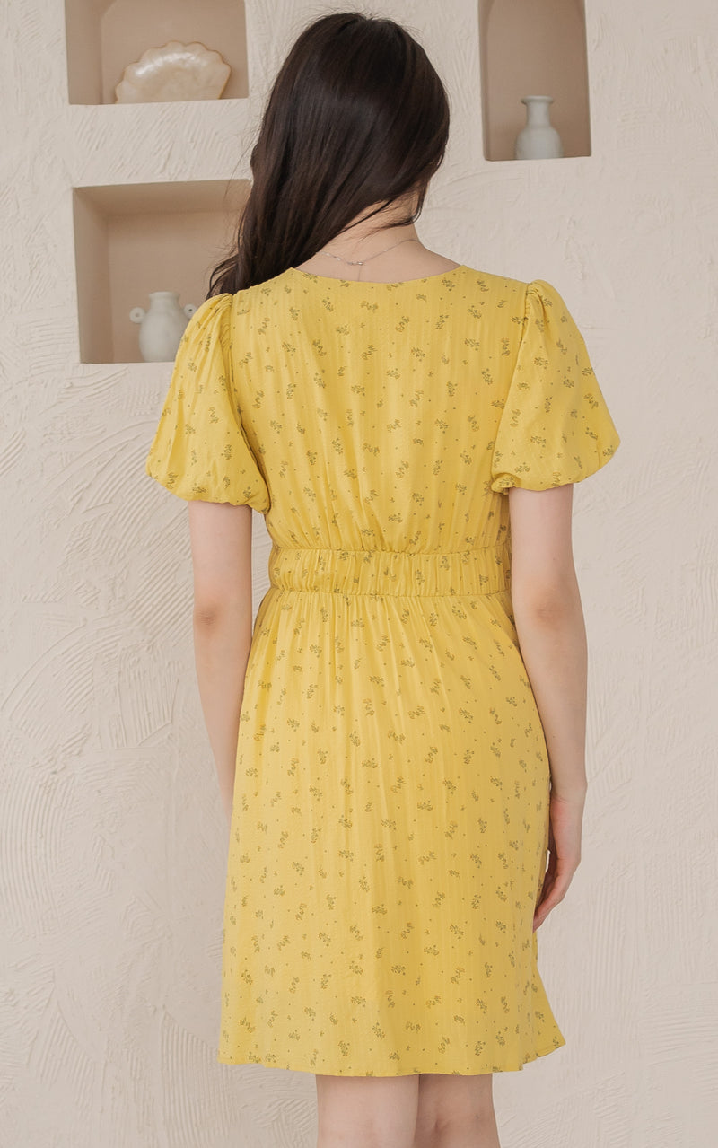 Collins Floral Nursing Dress in Yellow