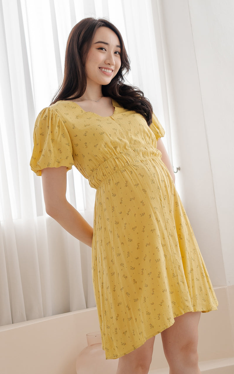 Collins Floral Nursing Dress in Yellow