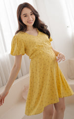 Collins Floral Nursing Dress in Yellow