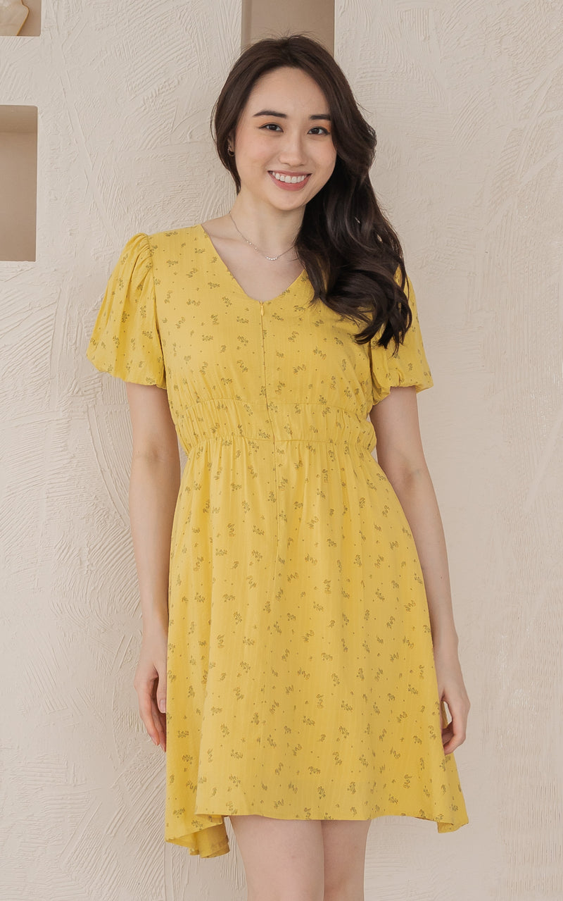 Collins Floral Nursing Dress in Yellow