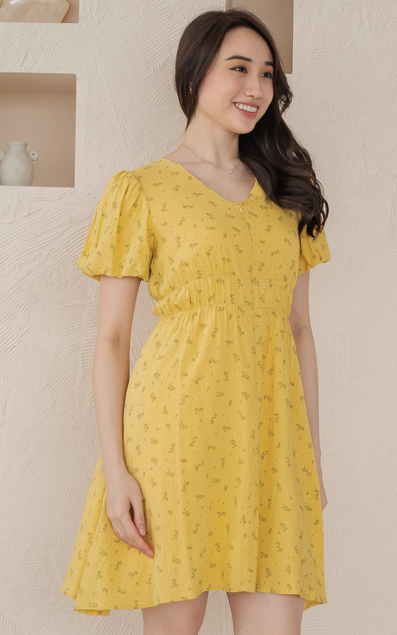 Collins Floral Nursing Dress in Yellow