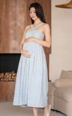 Dahlia Floral Padded Nursing Dress in Blue