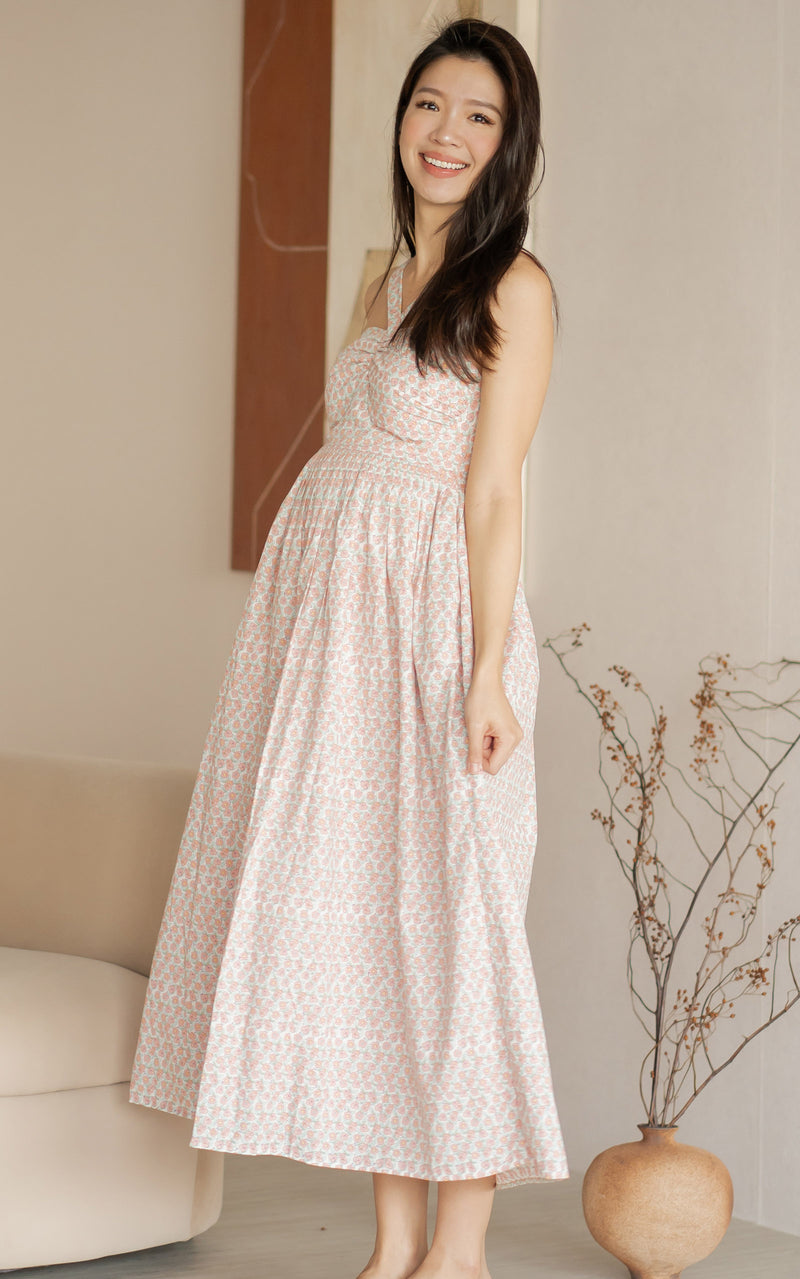 Dahlia Floral Padded Nursing Dress in Pink