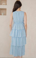 Delaney Tiered Nursing Dress in Blue