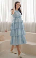 Delaney Tiered Nursing Dress in Blue