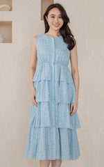 Delaney Tiered Nursing Dress in Blue