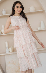 Delaney Tiered Nursing Dress in Pink