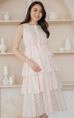 Delaney Tiered Nursing Dress in Pink