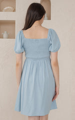 Diana Linen Nursing Dress in Light Blue