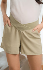 Emerson Maternity Shorts in Muted Green