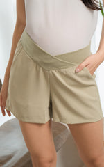 Emerson Maternity Shorts in Muted Green