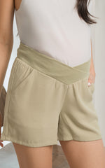 Emerson Maternity Shorts in Muted Green