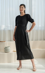 Genevieve Pleated Nursing Dress in Black