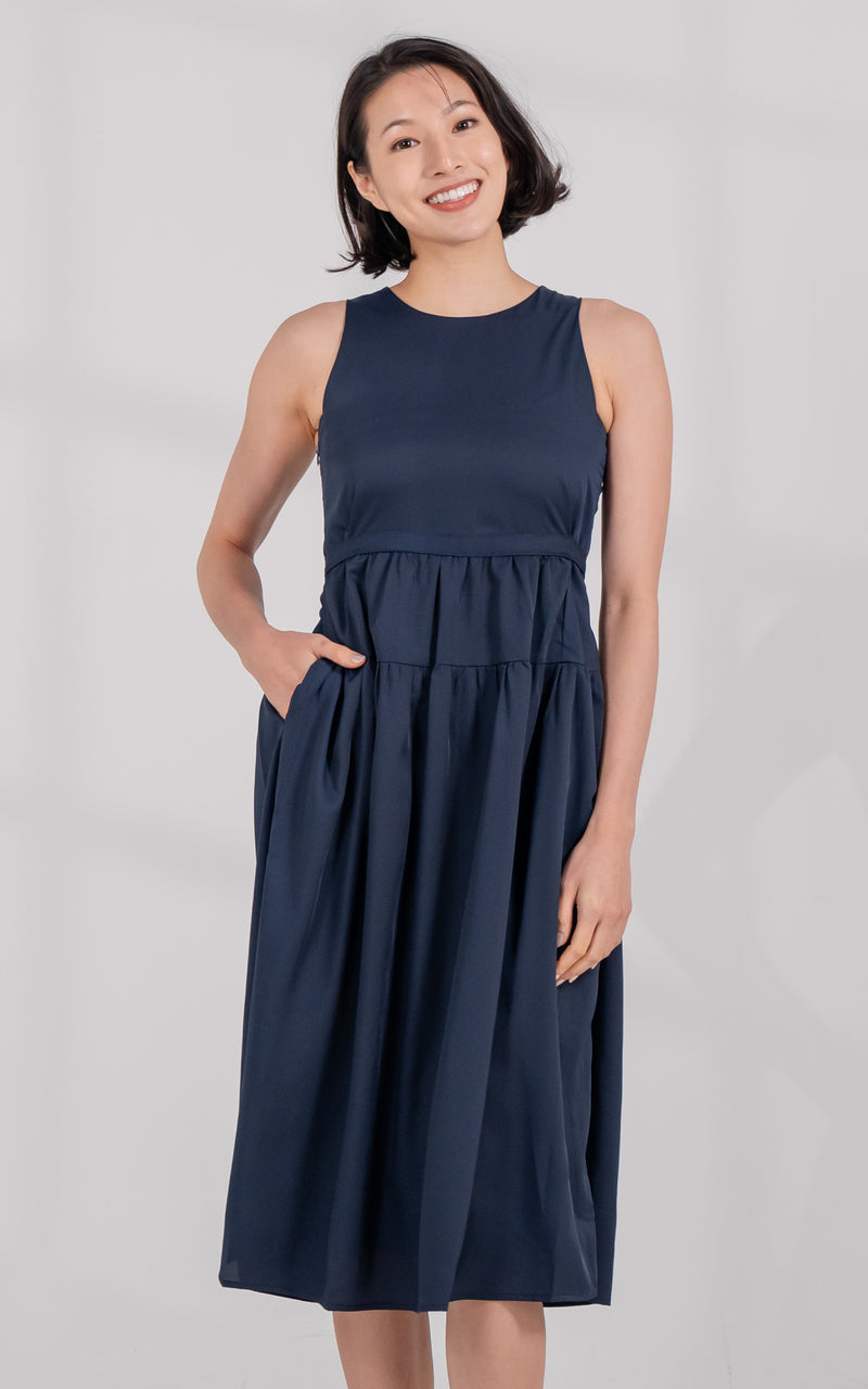 Hallie Nursing Dress in Navy