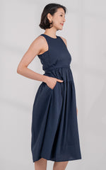 Hallie Nursing Dress in Navy