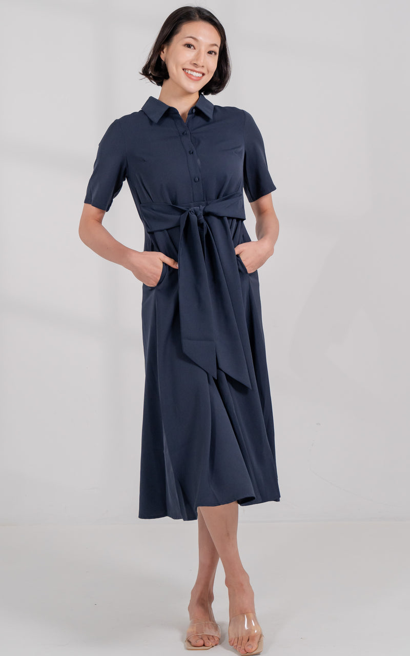 Harmony Nursing Shirtdress in Navy