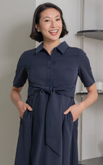 Harmony Nursing Shirtdress in Navy