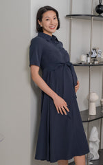 Harmony Nursing Shirtdress in Navy