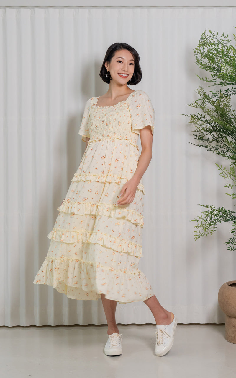 Haven Floral Nursing Dress in Yellow