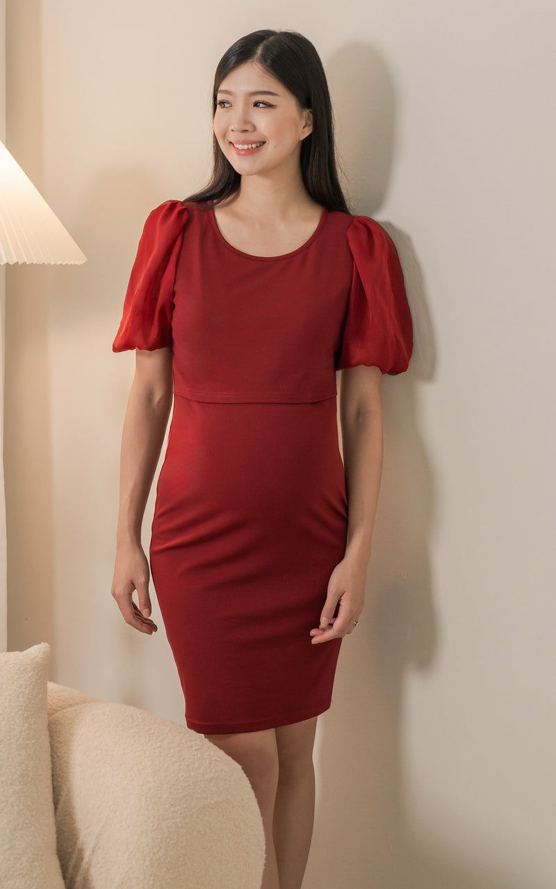 Ariana Bodycon Nursing Dress in Red