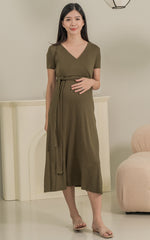 Ximena Knitted Nursing Dress in Green