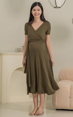 Ximena Knitted Nursing Dress in Green