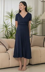 Ximena Knitted Nursing Dress in Navy