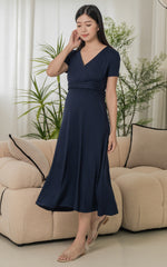 Ximena Knitted Nursing Dress in Navy