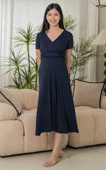 Ximena Knitted Nursing Dress in Navy