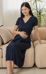 Ximena Knitted Nursing Dress in Navy