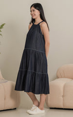 Catalina Flare Cut Nursing Dress in Dark Denim