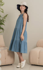 Catalina Flare Cut Nursing Dress in Light Denim