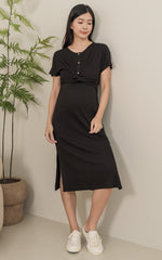 Sloane Knitted Nursing Dress in Black