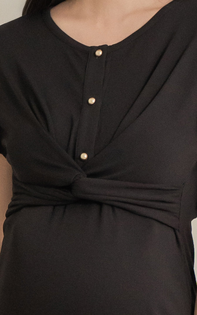 Sloane Knitted Nursing Dress in Black