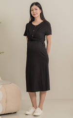 Sloane Knitted Nursing Dress in Black