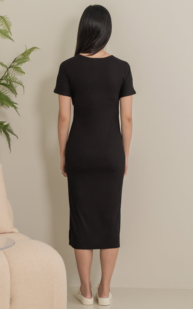 Sloane Knitted Nursing Dress in Black