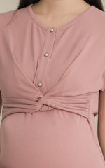 Sloane Knitted Nursing Dress in Pink