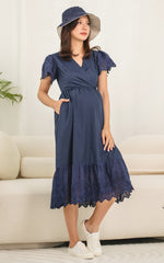 Anna Flutter Nursing Dress in Midnight Blue