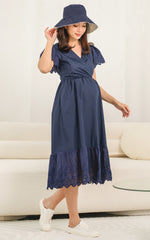 Anna Flutter Nursing Dress in Midnight Blue