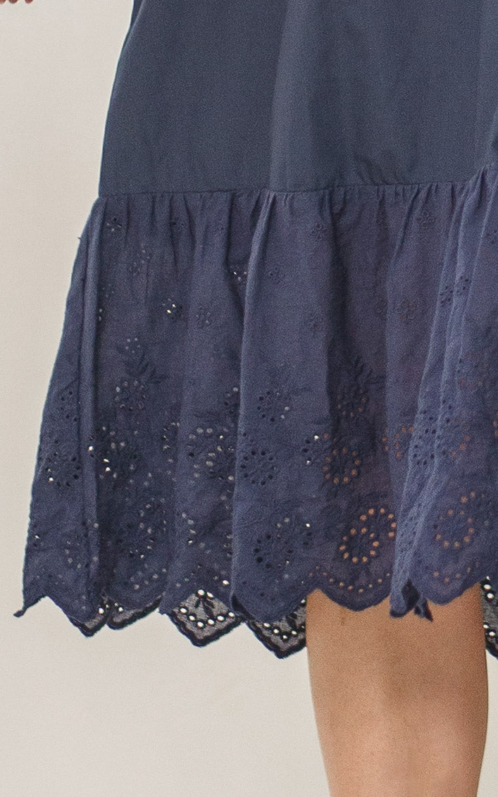 Anna Flutter Nursing Dress in Midnight Blue